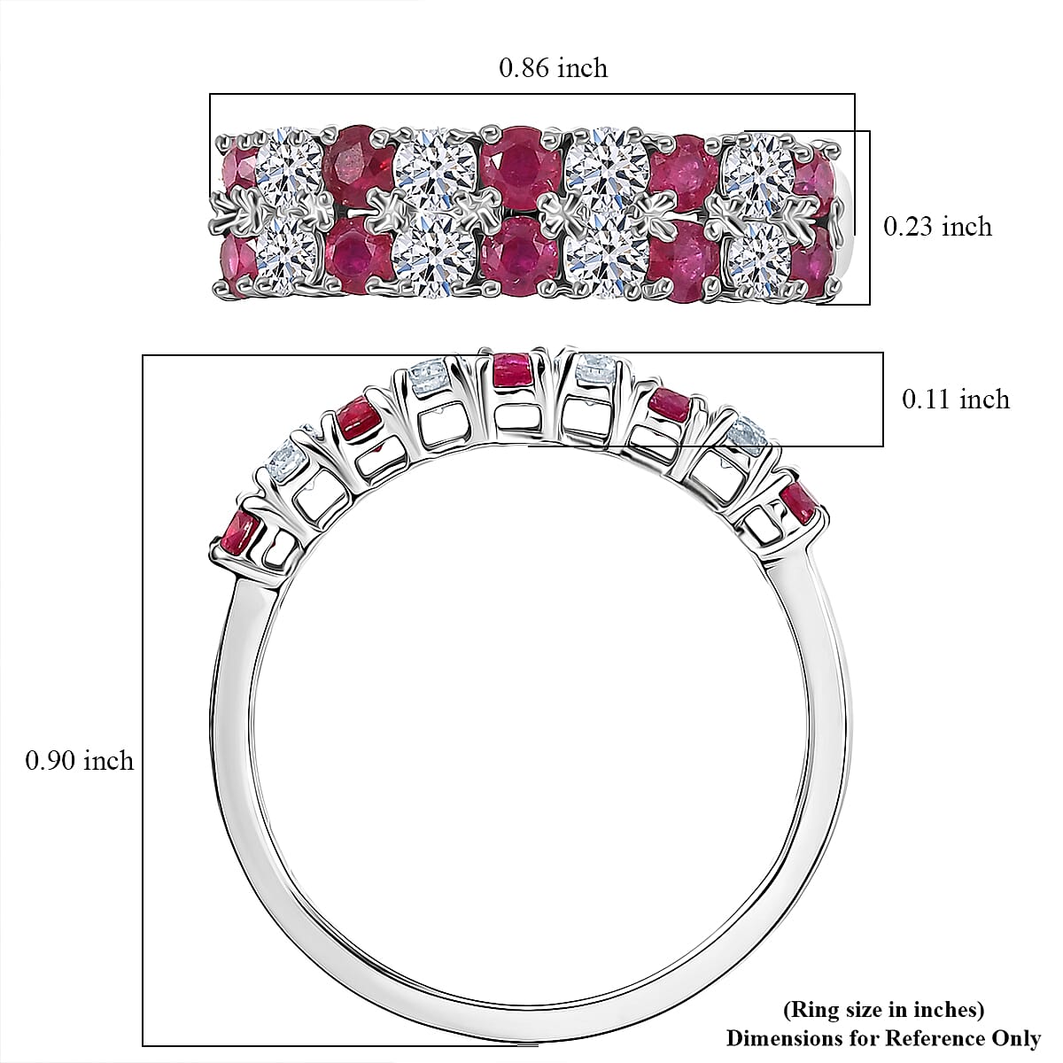 Doorbuster Certified & Appraised AAA Montepuez Ruby and Luxuriant Diamond G-H SI 1.45 ctw Band Ring in 10K White Gold (Size 7.0) image number 5