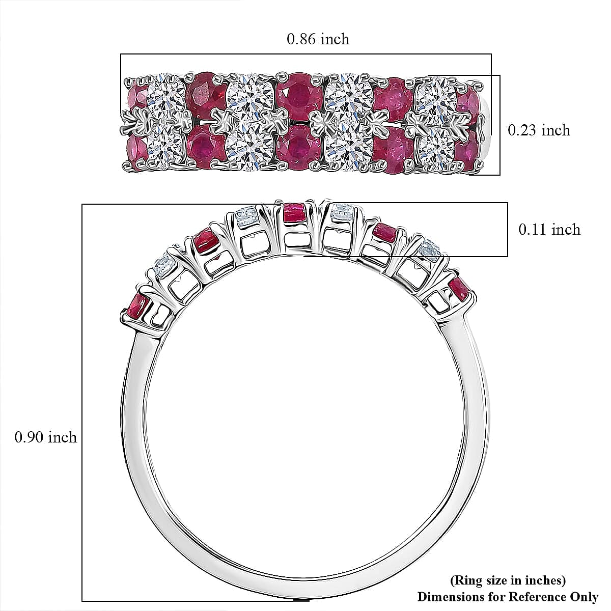 Certified & Appraised AAA Montepuez Ruby and Luxuriant Diamond G-H SI 1.45 ctw Band Ring in 10K White Gold (Size 8.0) image number 5