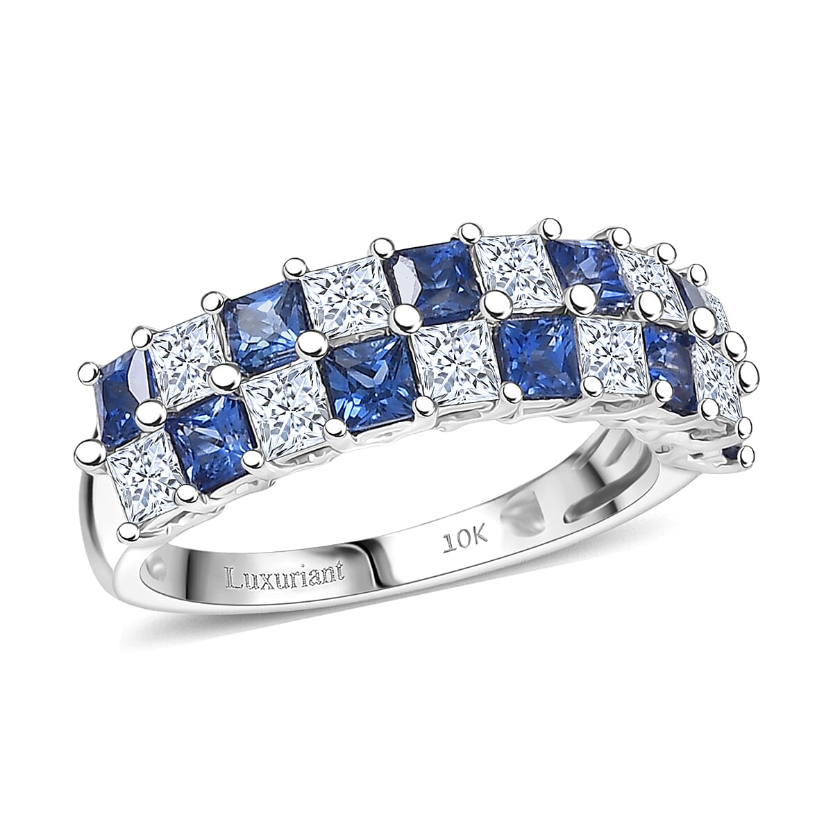 Doorbuster Certified & Appraised AAA Ceylon Sapphire and Luxuriant Diamond G-H SI 2.05 ctw Ring in 10K White Gold (Size 10.0) image number 0