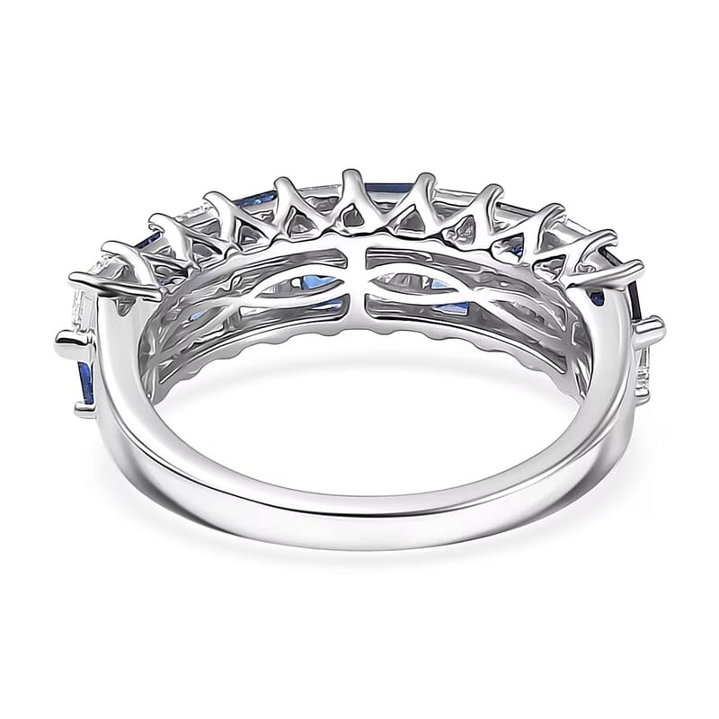 Certified & Appraised AAA Ceylon Sapphire and Luxuriant Diamond G-H SI 2.05 ctw Ring in 10K White Gold (Size 5.0)