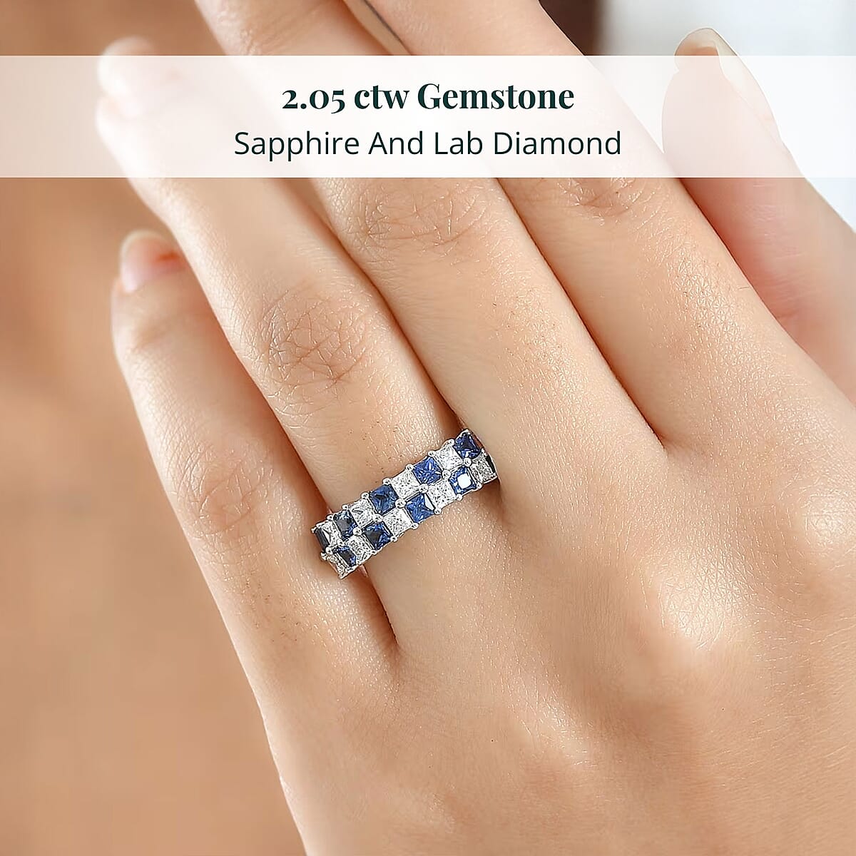  Certified & Appraised AAA Ceylon Sapphire and Luxuriant Diamond G-H SI 2.05 ctw Ring in 10K White Gold (Size 6.0) image number 1