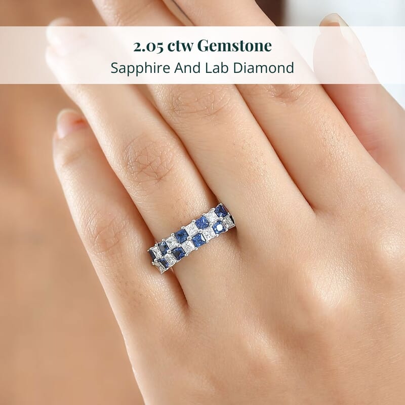 Certified & Appraised AAA Ceylon Sapphire and Luxuriant Diamond G-H SI 2.05 ctw Ring in 10K White Gold (Size 6.5)