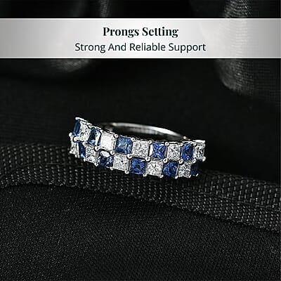 Certified & Appraised AAA Ceylon Sapphire and Luxuriant Diamond G-H SI 2.05 ctw Ring in 10K White Gold (Size 7.0)