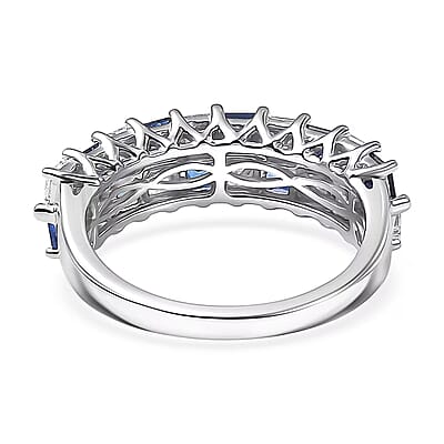 Certified & Appraised AAA Ceylon Sapphire and Luxuriant Diamond G-H SI 2.05 ctw Ring in 10K White Gold (Size 7.0)