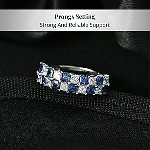 Certified & Appraised AAA Ceylon Sapphire and Luxuriant Diamond G-H SI 2.05 ctw Ring in 10K White Gold (Size 7.5)