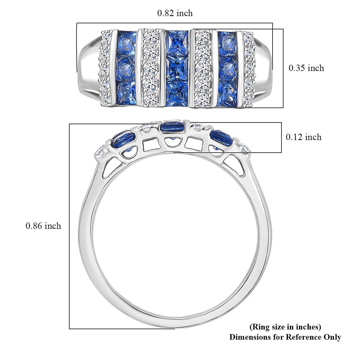 Certified & Appraised 10K White Gold AAA Ceylon Sapphire, Luxuriant Lab Grown Diamond (G-H, SI) Band Ring (Size 10.0) 1.36 ctw image number 5