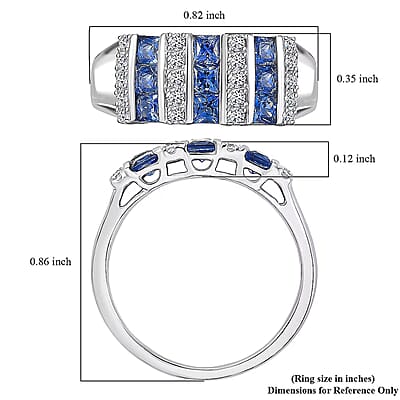 Certified & Appraised  10K White Gold AAA Ceylon Sapphire, Luxuriant Lab Grown Diamond (G-H, SI) (0.32 cts) Band Ring (Size 5.0) 1.40 ctw