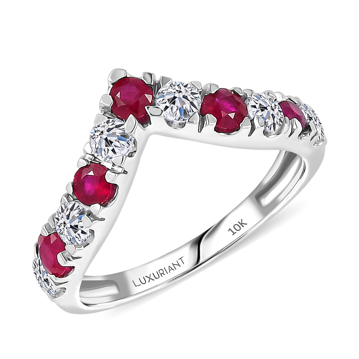 Doorbuster Certified & Appraised AAA Mozambique Ruby and Luxuriant Diamond G-H SI 1.28 ctw Ring in 10K White Gold (Size 10.0) image number 0