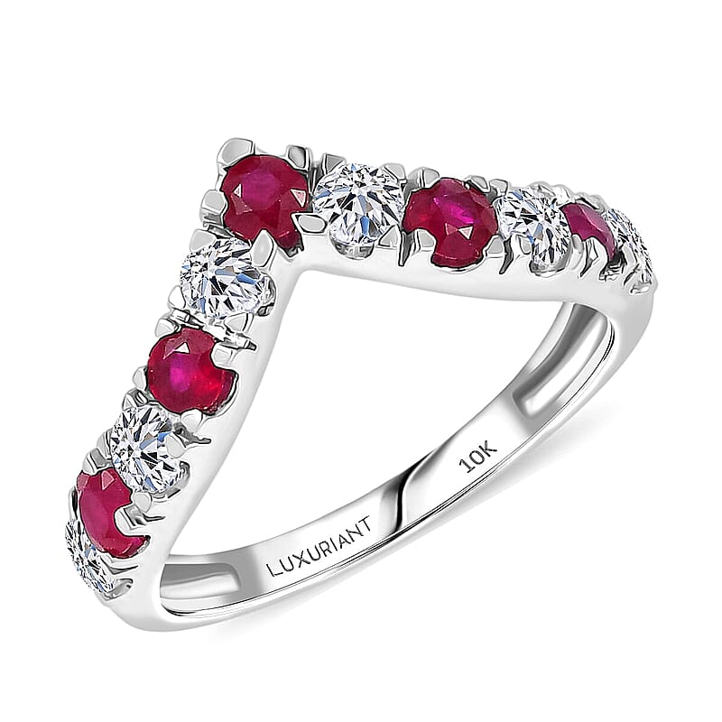 Certified & Appraised AAA Montepuez Ruby and Diamond 1.28 ctw  Ring in 10K White Gold (Size 10.0)
