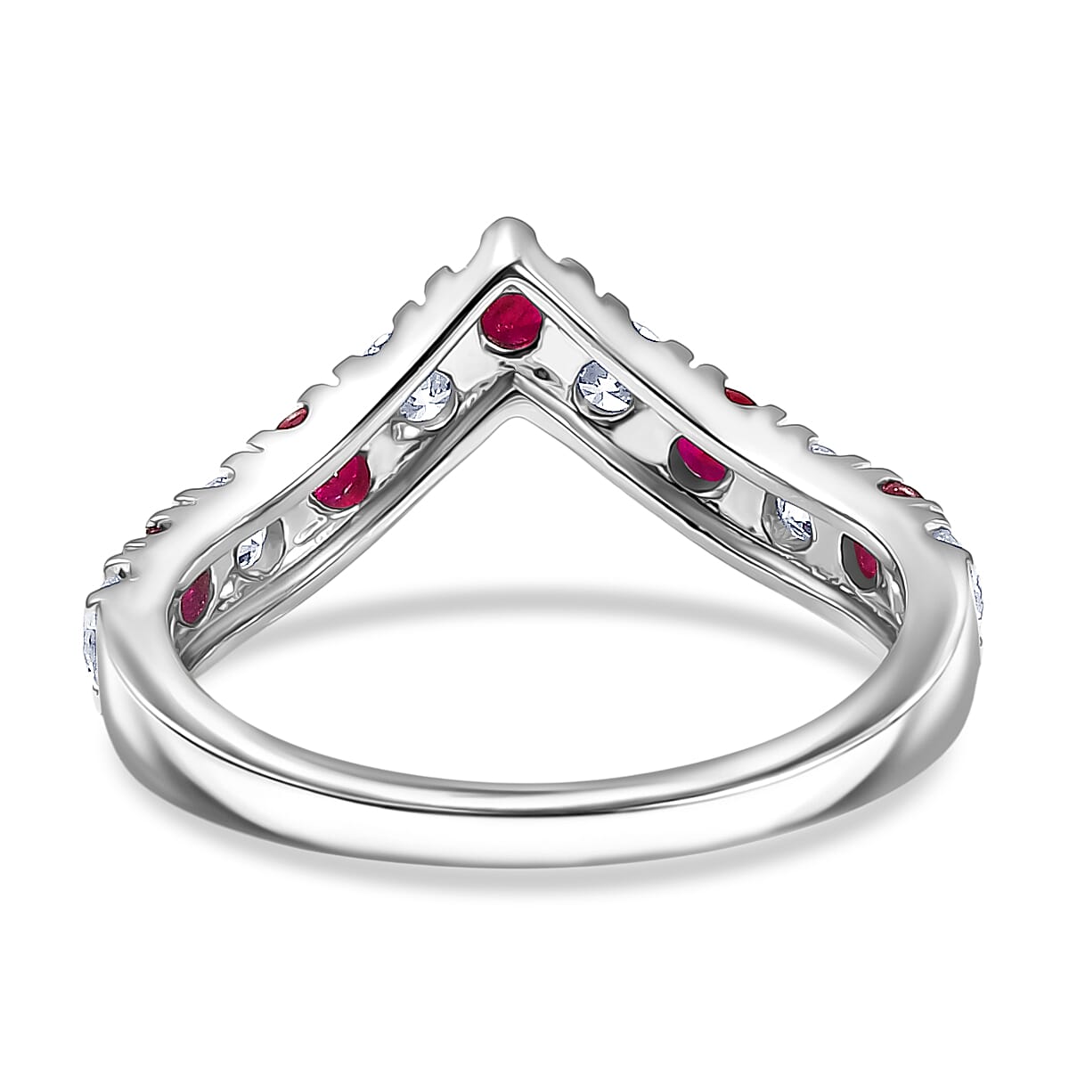 Doorbuster Certified & Appraised AAA Mozambique Ruby and Luxuriant Diamond G-H SI 1.28 ctw Ring in 10K White Gold (Size 10.0) image number 4