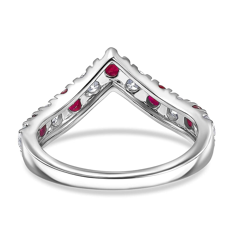 Certified & Appraised AAA Montepuez Ruby, Diamond Ring in 10K White Gold 1.28 ctw (Size 5.5)