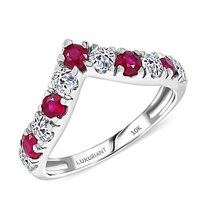 Certified AAA Montepuez Ruby, Diamond Ring in 10K White Gold 1.28 ctw (Size 6.0)