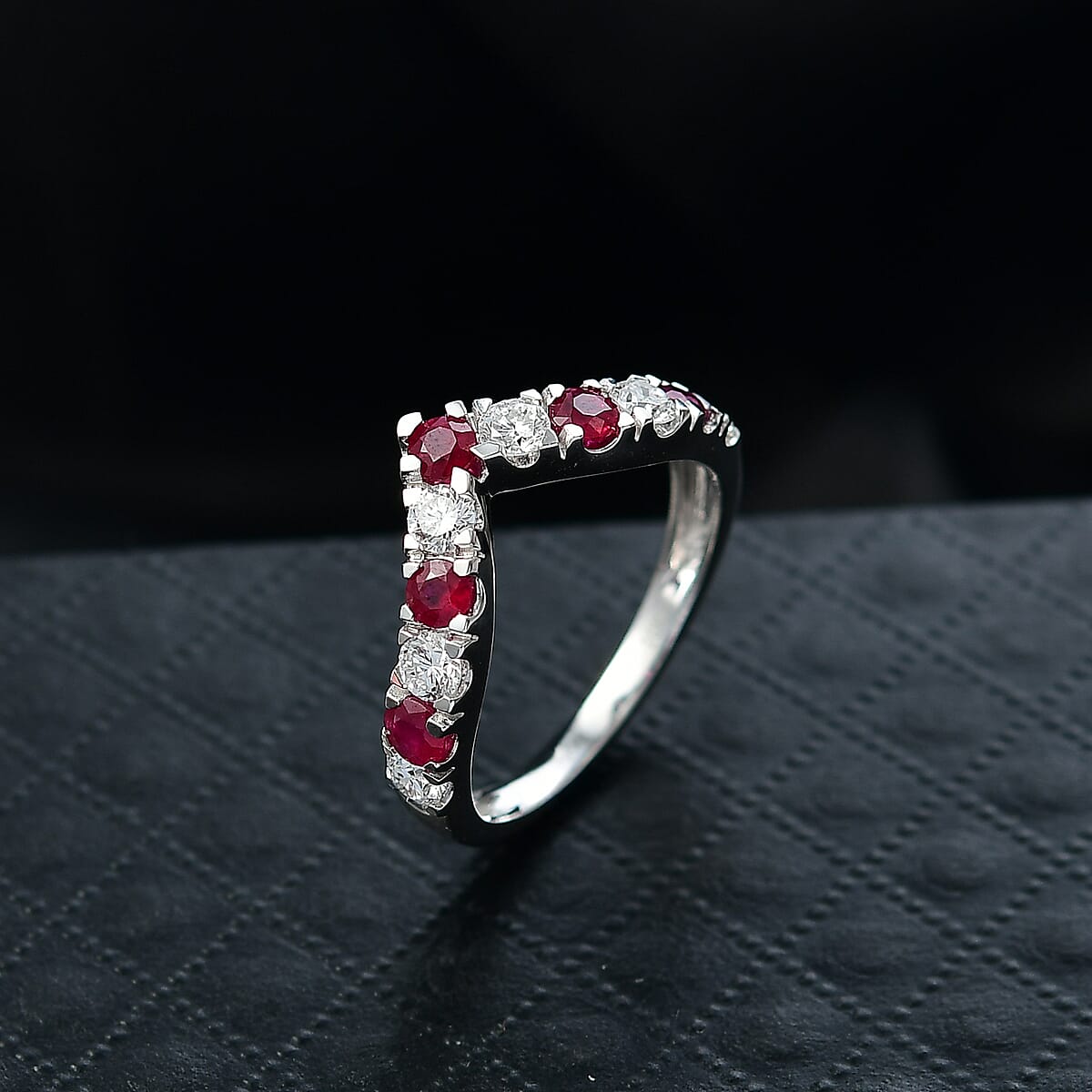Certified AAA Montepuez Ruby, Diamond Ring in 10K White Gold 1.28 ctw (Size 6.0) image number 1