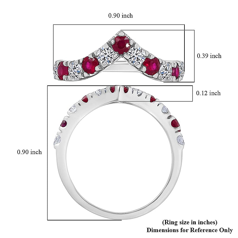 Certified & Appraised AAA Montepuez Ruby and Diamond 1.28 ctw  Ring in 10K White Gold (Size 6.0)