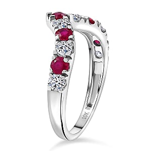 Certified & Appraised AAA Montepuez Ruby, Diamond Ring in 10K White Gold 1.28 ctw (Size 7.0)