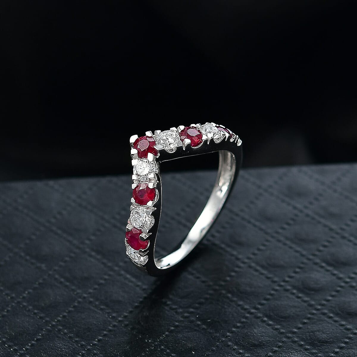 Certified & Appraised AAA Montepuez Ruby, Diamond Ring in 10K White Gold 1.28 ctw (Size 9.0) image number 1