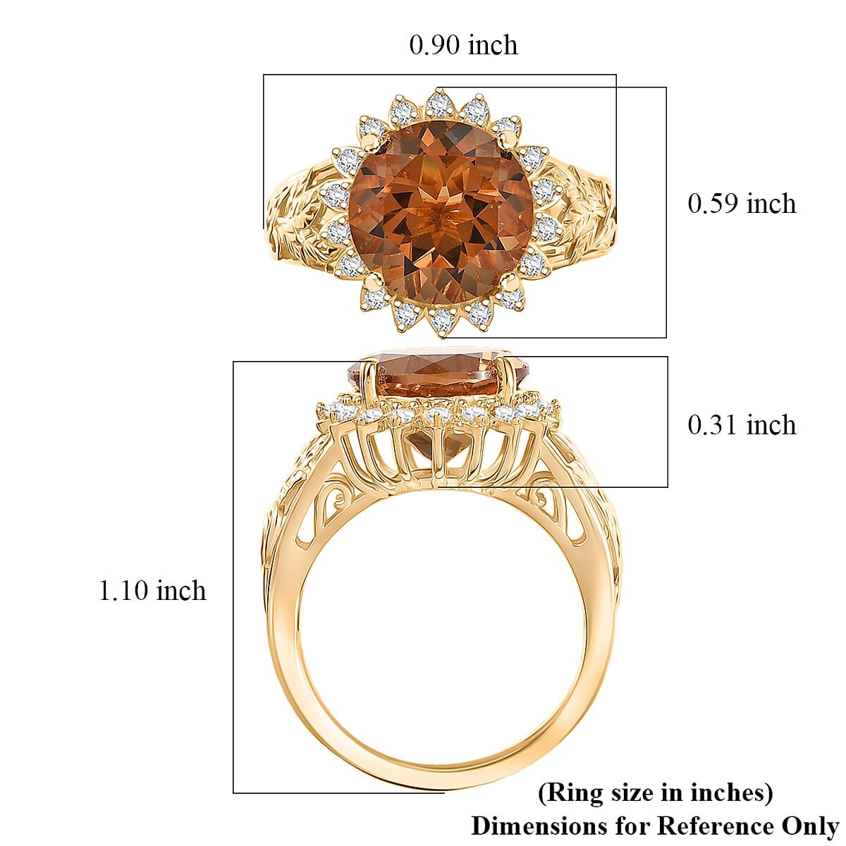 Doorbuster EverTrue Autumn Alexite and White Zircon 5.25 ctw Ring in 18K YG Plated (Size 11.0) image number 5