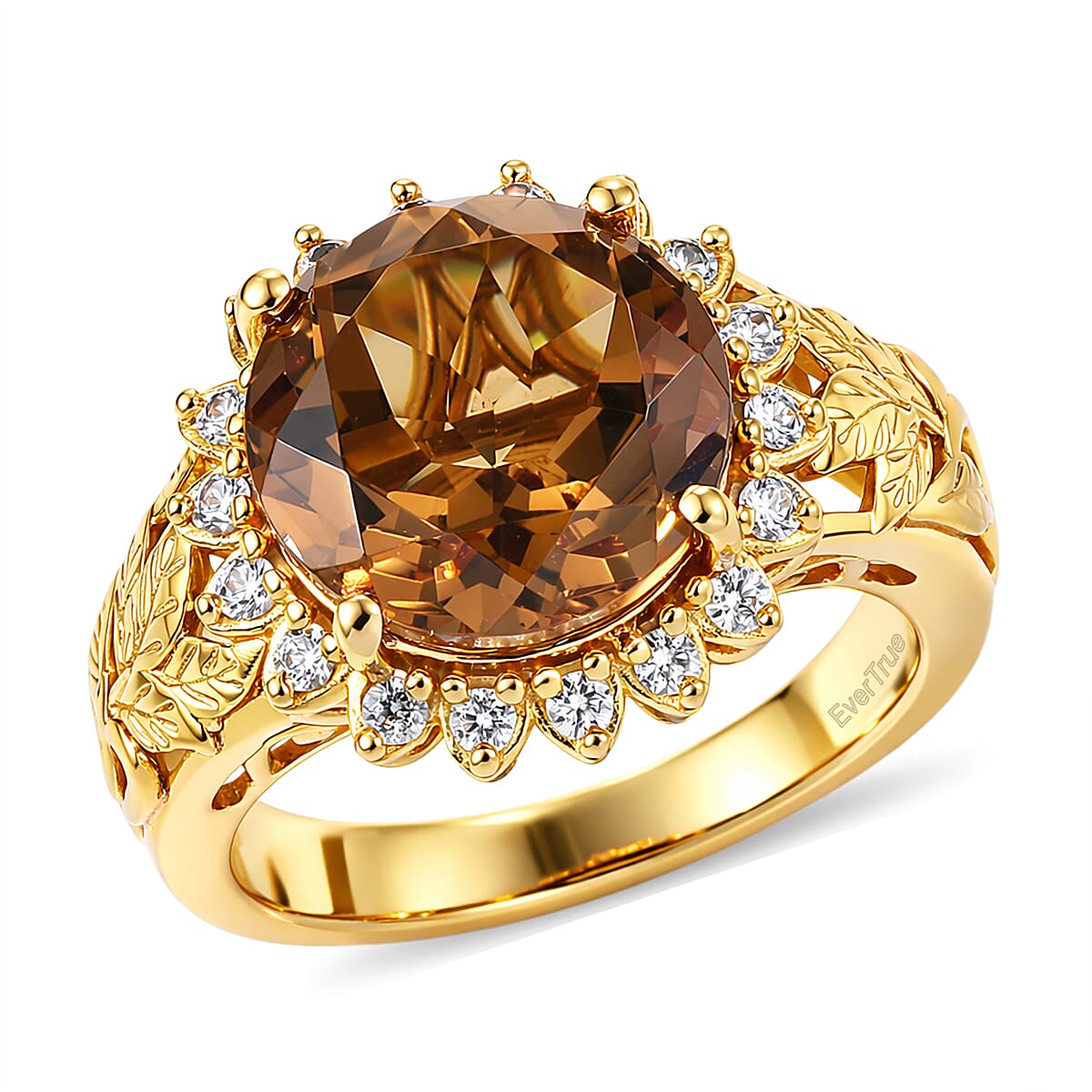 EverTrue Autumn Alexite, White Zircon Ring in 18K YG Plated (Size 7.0) 5.25 ctw