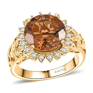 Doorbuster EverTrue Autumn Alexite and White Zircon 5.25 ctw Ring in 18K Yellow Gold Plated (Size 7.0)