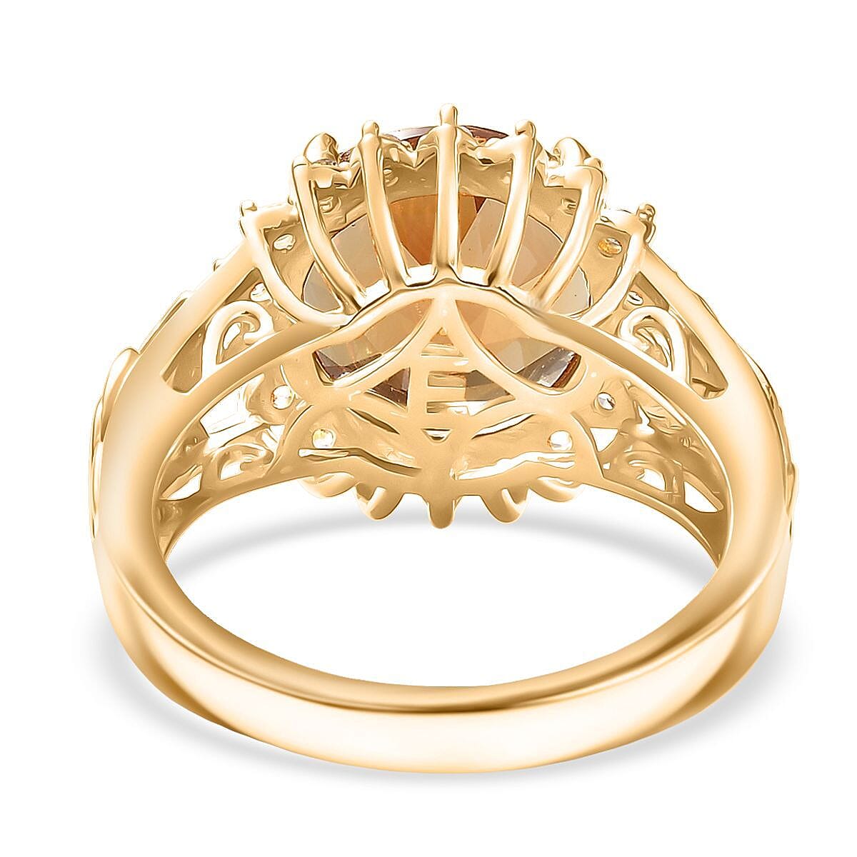 Doorbuster EverTrue Autumn Alexite and White Zircon 5.25 ctw Ring in 18K Yellow Gold Plated (Size 7.0) image number 4
