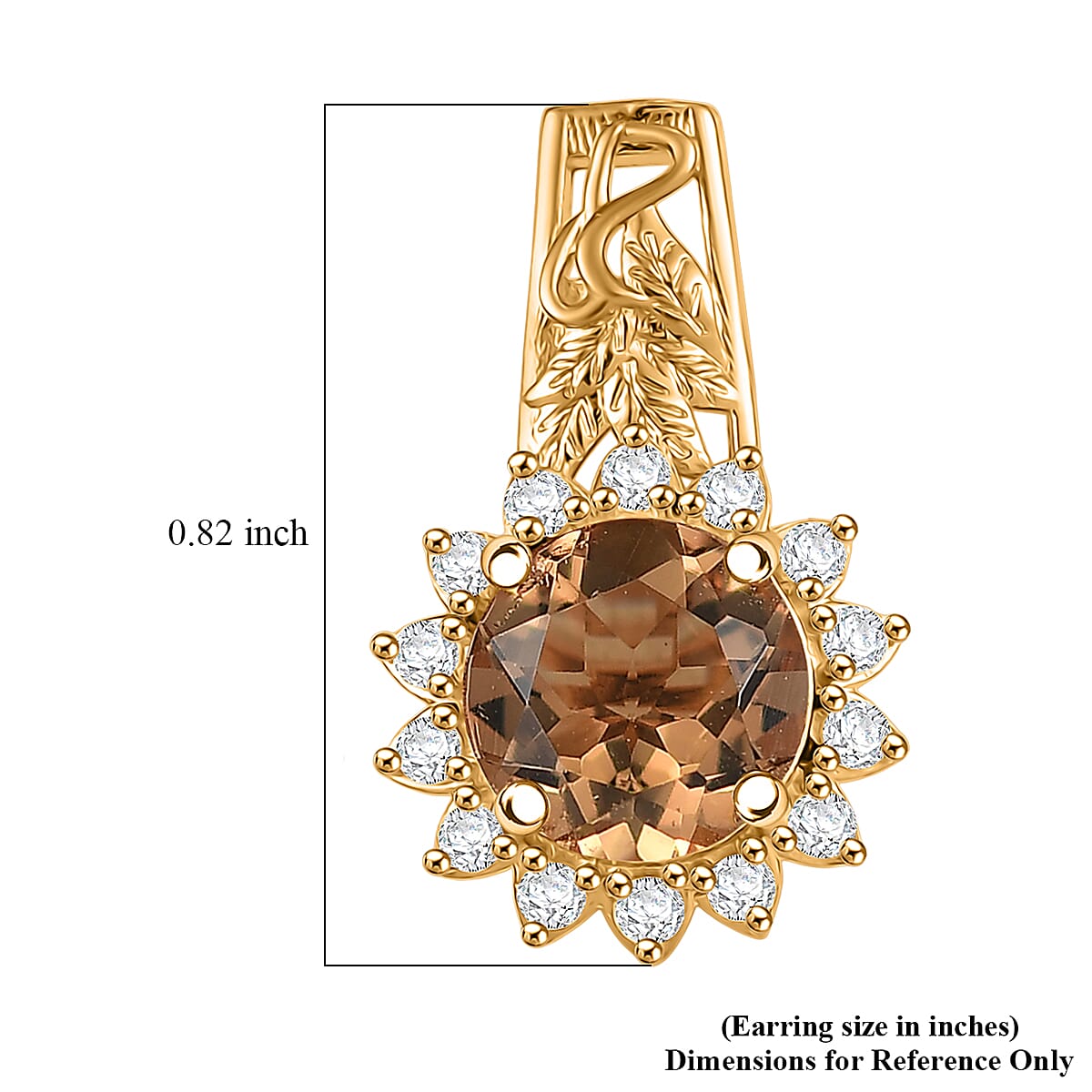 EverTrue Autumn Alexite and White Zircon 4.60 ctw Sunflower Earrings in 18K YG Plated image number 6