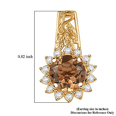 EverTrue Autumn Alexite, White Zircon Sunflower Earrings in 18K YG Plated 4.60 ctw