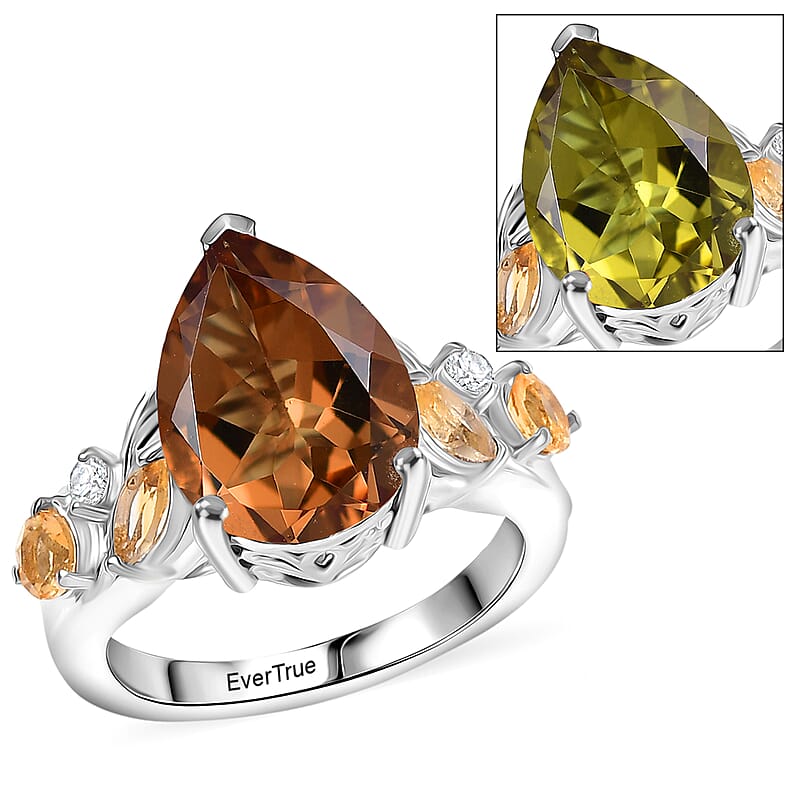 EverTrue Autumn Alexite, Multi Gemstone Ring in Platinum Bond 5.75 ctw (Size 10.0)