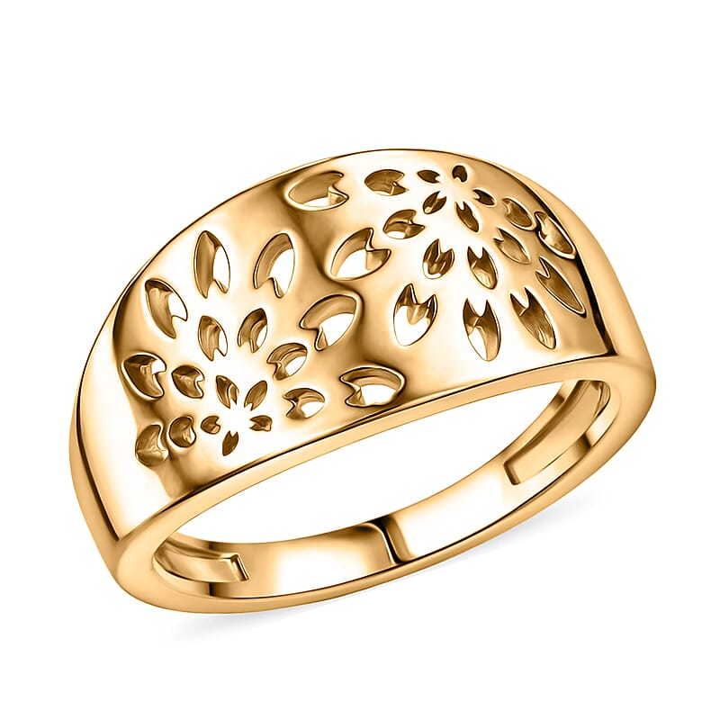 EverTrue Bronzella Collection Bloom Cutwork Band Ring in 18K Yellow Gold Plated Bronze (Size 10.0)