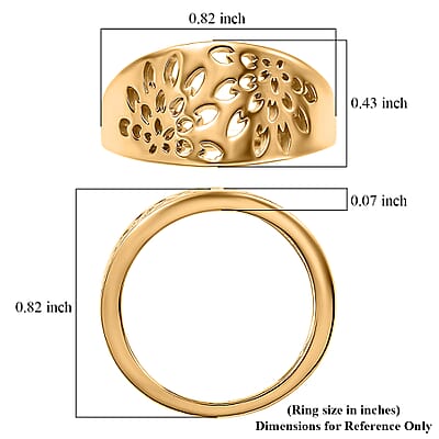 EverTrue Bronzella Collection Bloom Cutwork Band Ring in 18K Yellow Gold Plated Bronze (Size 10.0)