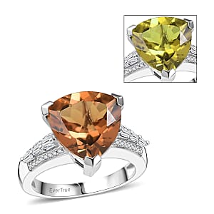 EverTrue Golden Fall Autumn Alexite, White Zircon Ring in Platinum Bond 5.80 ctw (Size 5.0)
