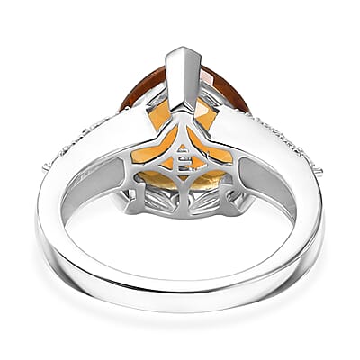 EverTrue Golden Fall Autumn Alexite, White Zircon Ring in Platinum Bond 5.80 ctw (Size 5.0)