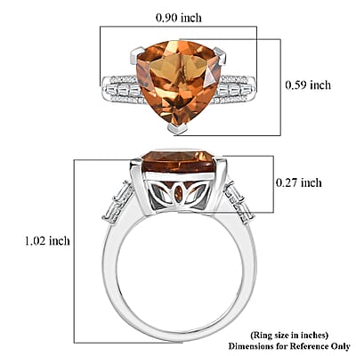 EverTrue Golden Fall Autumn Alexite, White Zircon Ring in Platinum Bond 5.80 ctw (Size 5.0)