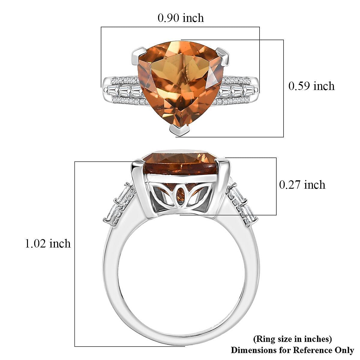 EverTrue Golden Fall Autumn Alexite, White Zircon Ring in Platinum Bond 5.80 ctw (Size 7.0) image number 5