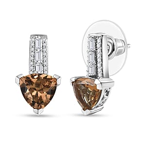 EverTrue Autumn Alexite and White Zircon 2.90 ctw Earrings in Platinum Bond