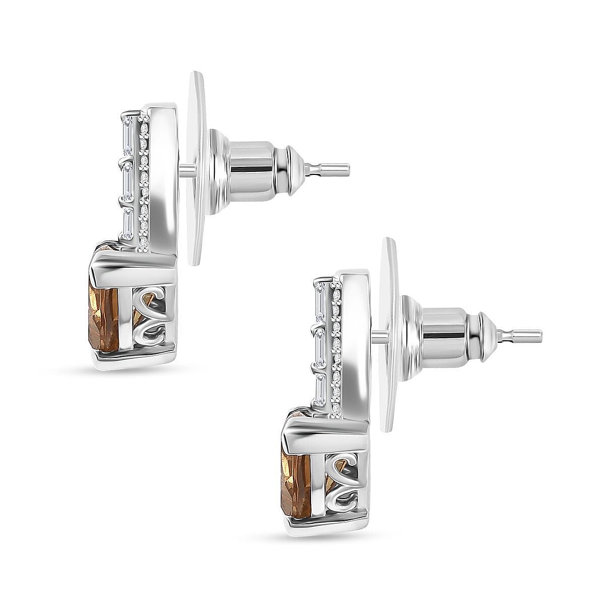 EverTrue Autumn Alexite and White Zircon 2.90 ctw Earrings in Platinum Bond image number 3