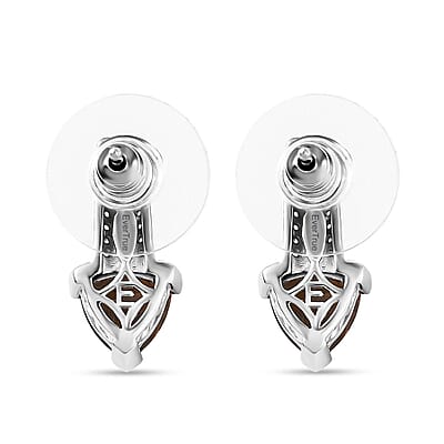 EverTrue Golden Fall Autumn Alexite and White Zircon 2.90 ctw Art Deco Earrings in Platinum Bond