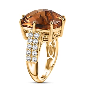 EverTrue Autumn Alexite, White Zircon Ring in 18K YG Plated 16.40 ctw (Size 10.0)