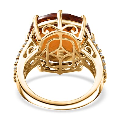 EverTrue Autumn Alexite, White Zircon Ring in 18K YG Plated 16.40 ctw (Size 10.0)