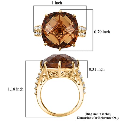 EverTrue Autumn Alexite, White Zircon Ring in 18K YG Plated 16.40 ctw (Size 10.0)