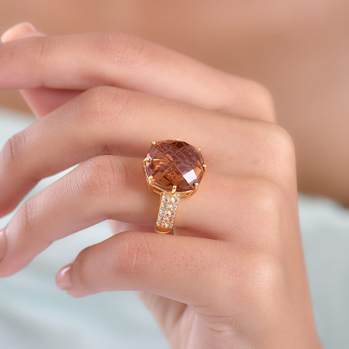 EverTrue Autumn Alexite, White Zircon Ring in 18K YG Plated 16.40 ctw (Size 5.0) image number 2