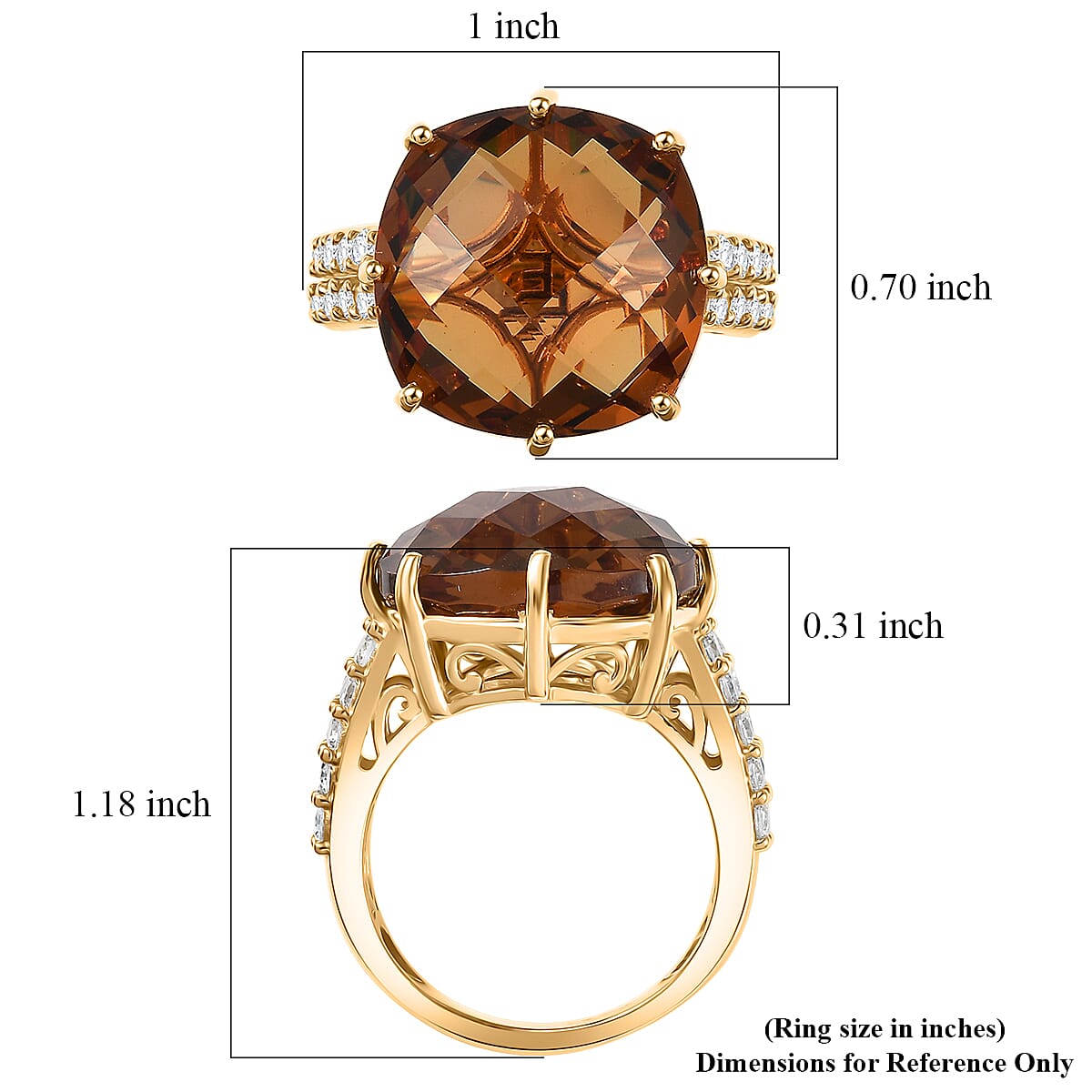 EverTrue Autumn Alexite, White Zircon Ring in 18K YG Plated 16.40 ctw (Size 6.0)