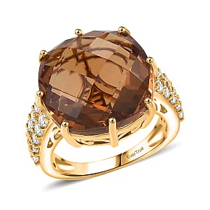 EverTrue Autumn Alexite and White Zircon 16.40 ctw Ring in 18K YG Plated (Size 7.0)