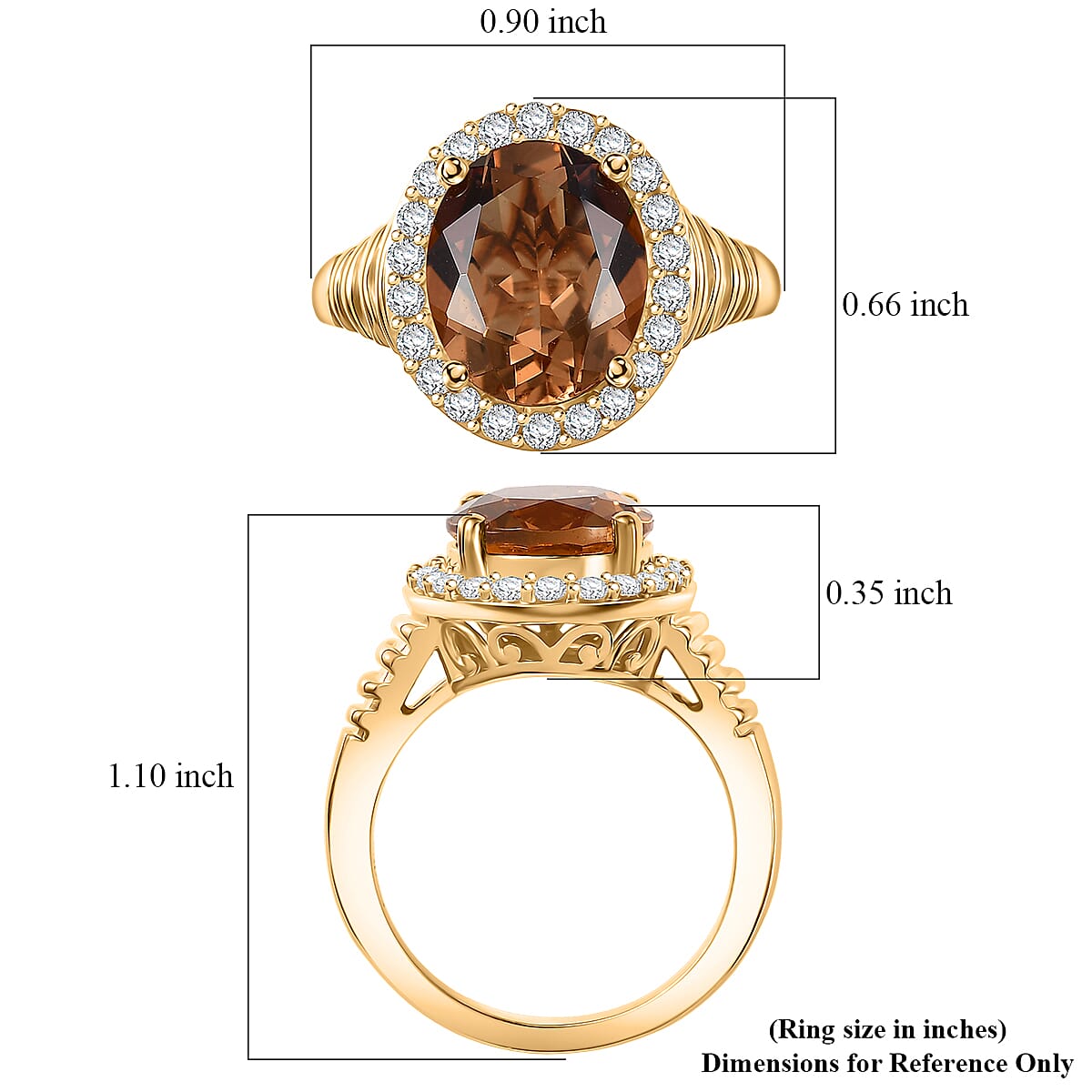 EverTrue Autumn Alexite, White Zircon Ring in 18K YG Plated 5.40 ctw (Size 10.0)