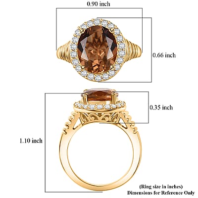EverTrue Autumn Alexite, White Zircon Ring in 18K YG Plated 5.40 ctw (Size 10.0)