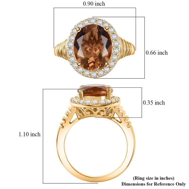 EverTrue Autumn Alexite, White Zircon Ring in 18K YG Plated 5.40 ctw (Size 10.0)