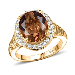 EverTrue Autumn Alexite and White Zircon 5.40 ctw Ring in 18K YG Plated (Size 7.0)