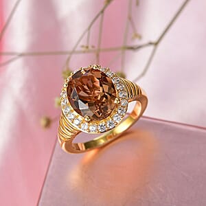 EverTrue Autumn Alexite, White Zircon Ring in 18K YG Plated 5.40 ctw (Size 7.0)