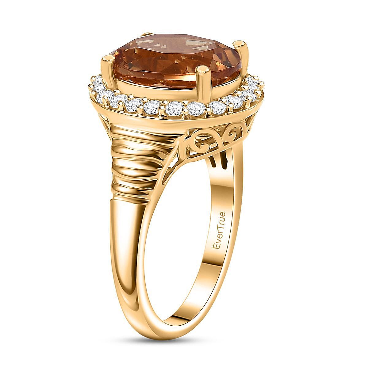 EverTrue Autumn Alexite, White Zircon Ring in 18K YG Plated 5.40 ctw (Size 7.0)
