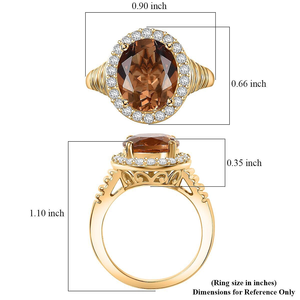 EverTrue Autumn Alexite, White Zircon Ring in 18K YG Plated 5.40 ctw (Size 7.0)