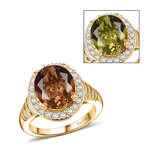 EverTrue Autumn Alexite, White Zircon Ring in 18K YG Plated 5.40 ctw (Size 8.0)